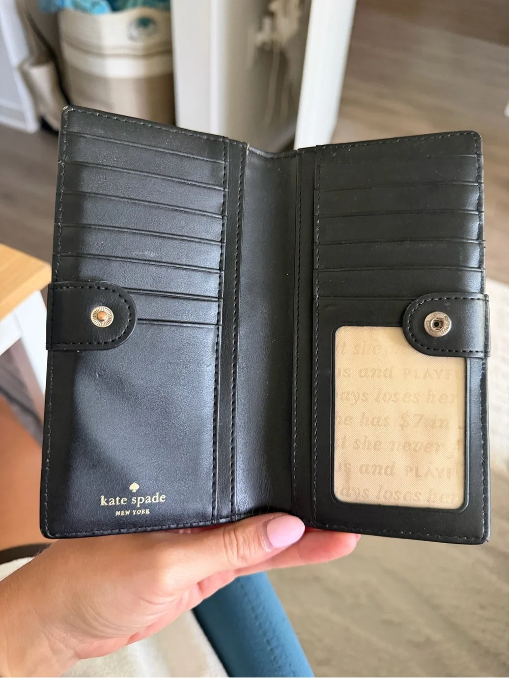kate spade Black and Cream Striped Card Holder Wallet